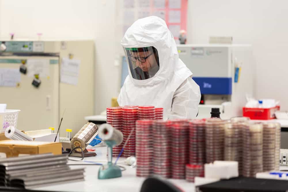 T Link Personal Respirator shown worn in a lab environment